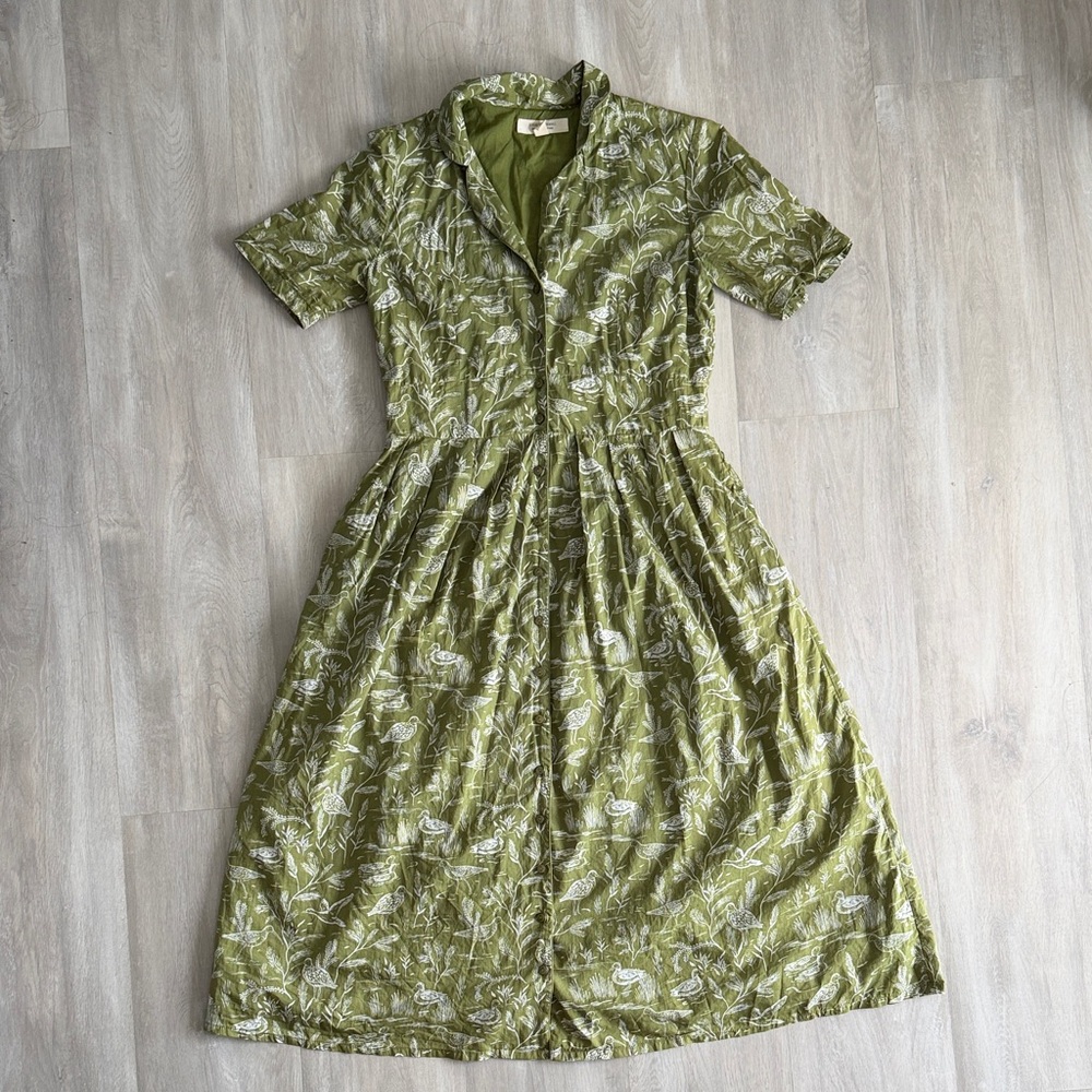 Seasalt Cornwall Green Floral Midi Dress, Size 4 (UK 8)